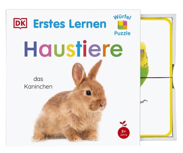 Erstes Lernen Würfelpuzzle. Haustiere
