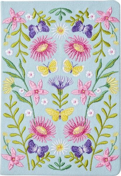 Blütenträume Notizbuch bestickt, A5 - 240 Seiten, mint