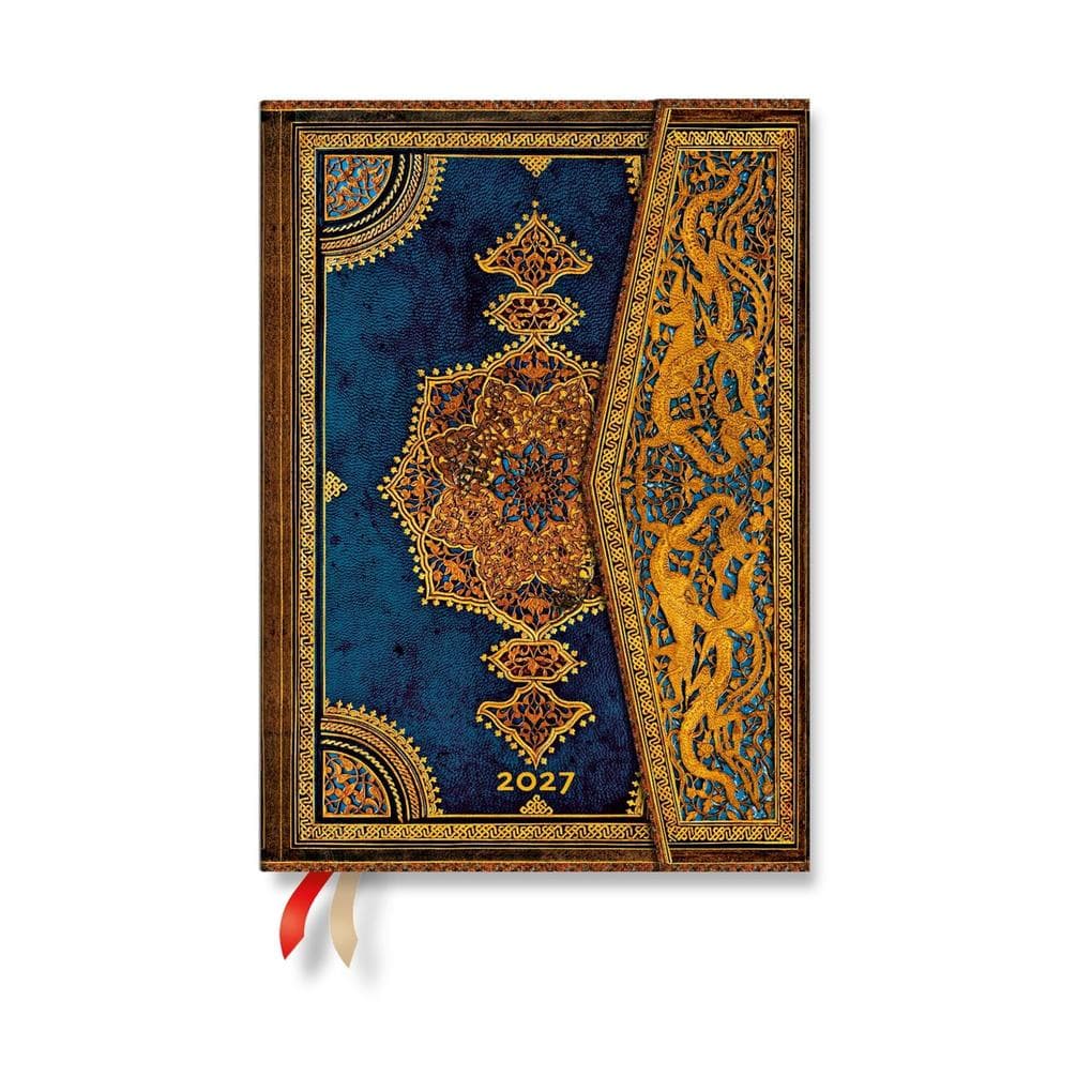 2027 Safavid Indigo MIDI Horizontal Hardcover 12-Month Weekly Planner, 160pg, 100gsm by Paperblanks (Safavid Binding Art)