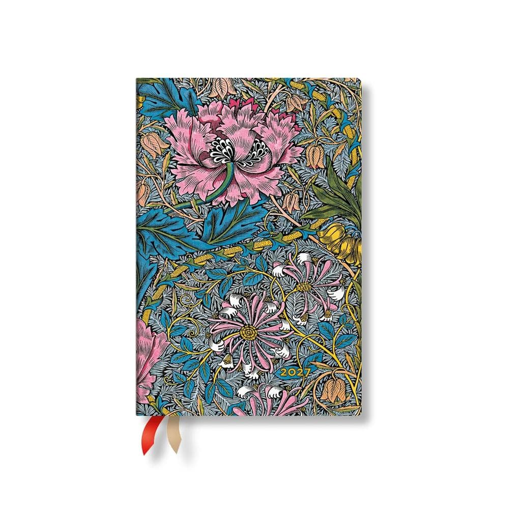 2027 Morris Pink Honeysuckle Mini Hardcover 12-Month Daily Planner, 416pg, 80gsm by Paperblanks (William Morris)