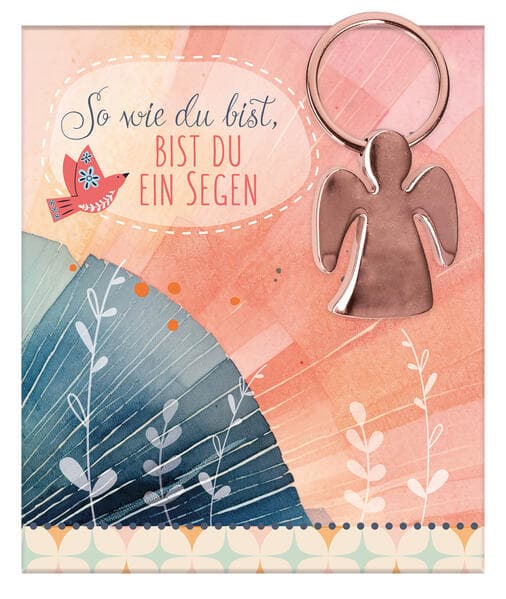 Engel-Schlüsselanhänger aus roségoldfarben Metall