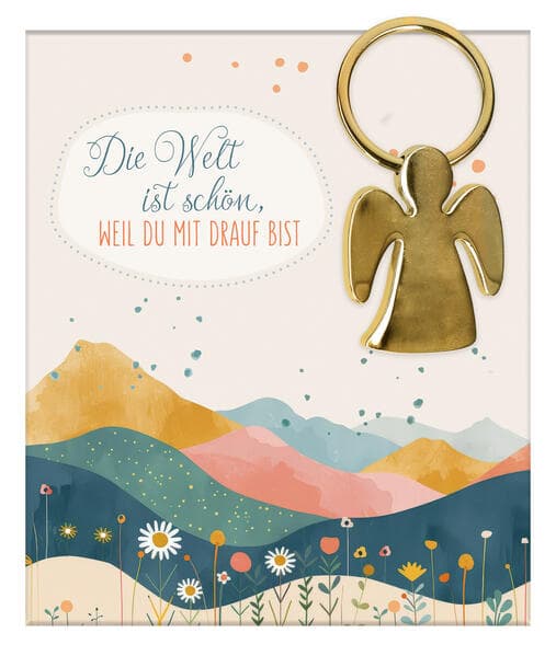 Engel-Schlüsselanhänger aus goldfarbenem Metall