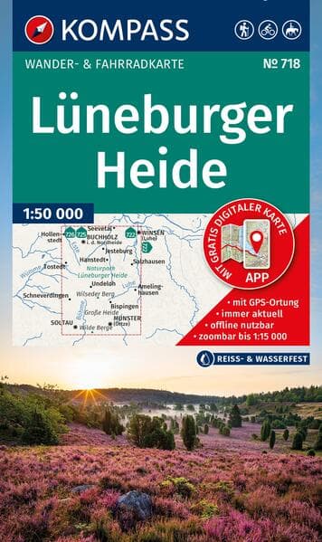 KOMPASS Wanderkarte 718 Lüneburger Heide 1:50.000