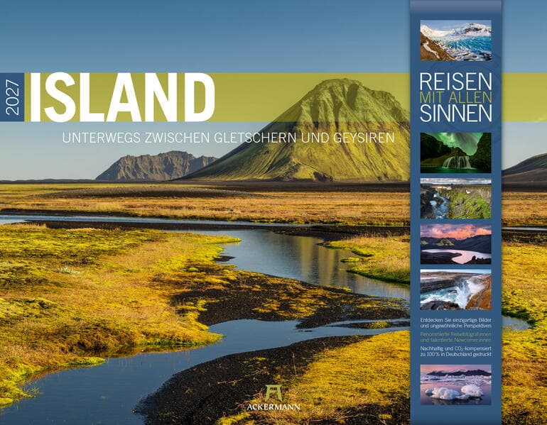Island Kalender 2027 | Unterwegs zwischen Gletschern und Geysiren
