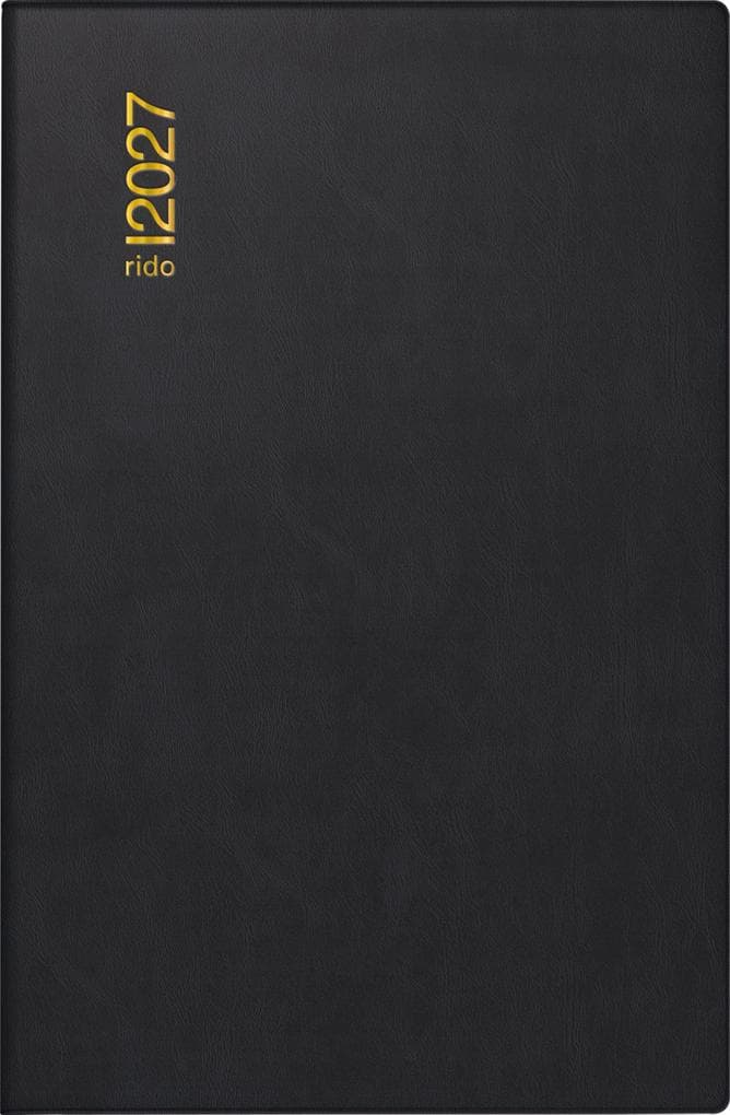 rido/idé 7016212907 Taschenkalender Mod. Industrie II 2027 A7, Kunststoff, schwarz