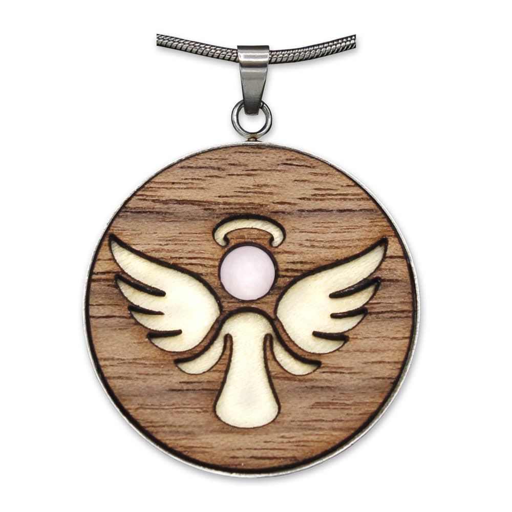 Edelstein "Waldzeichen" Rosenquarz Schutzengel