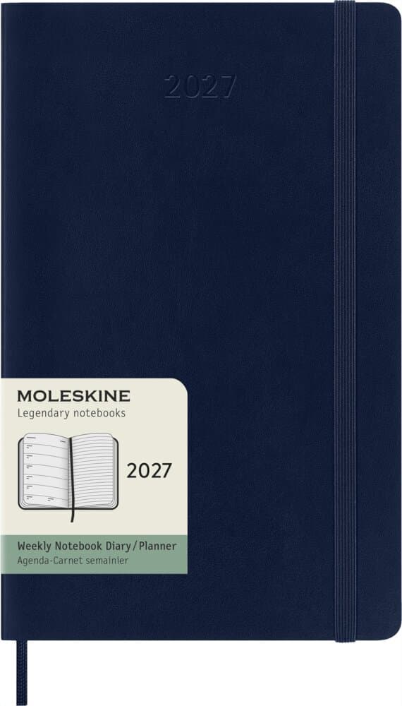 Moleskine 12 Monate Wochen Notizkalender 2027, Large/A5, 1 Wo = 1 Seite, rechts linierte Seite, Weicher Einband, Saphir