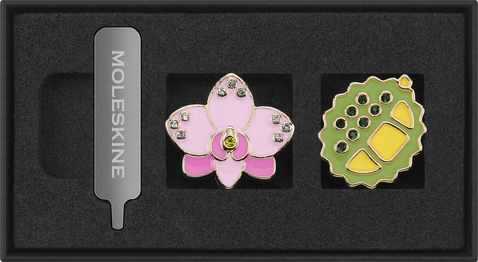 Moleskine Country Pins Singapur (2er-Set), Orchidee+ Durian
