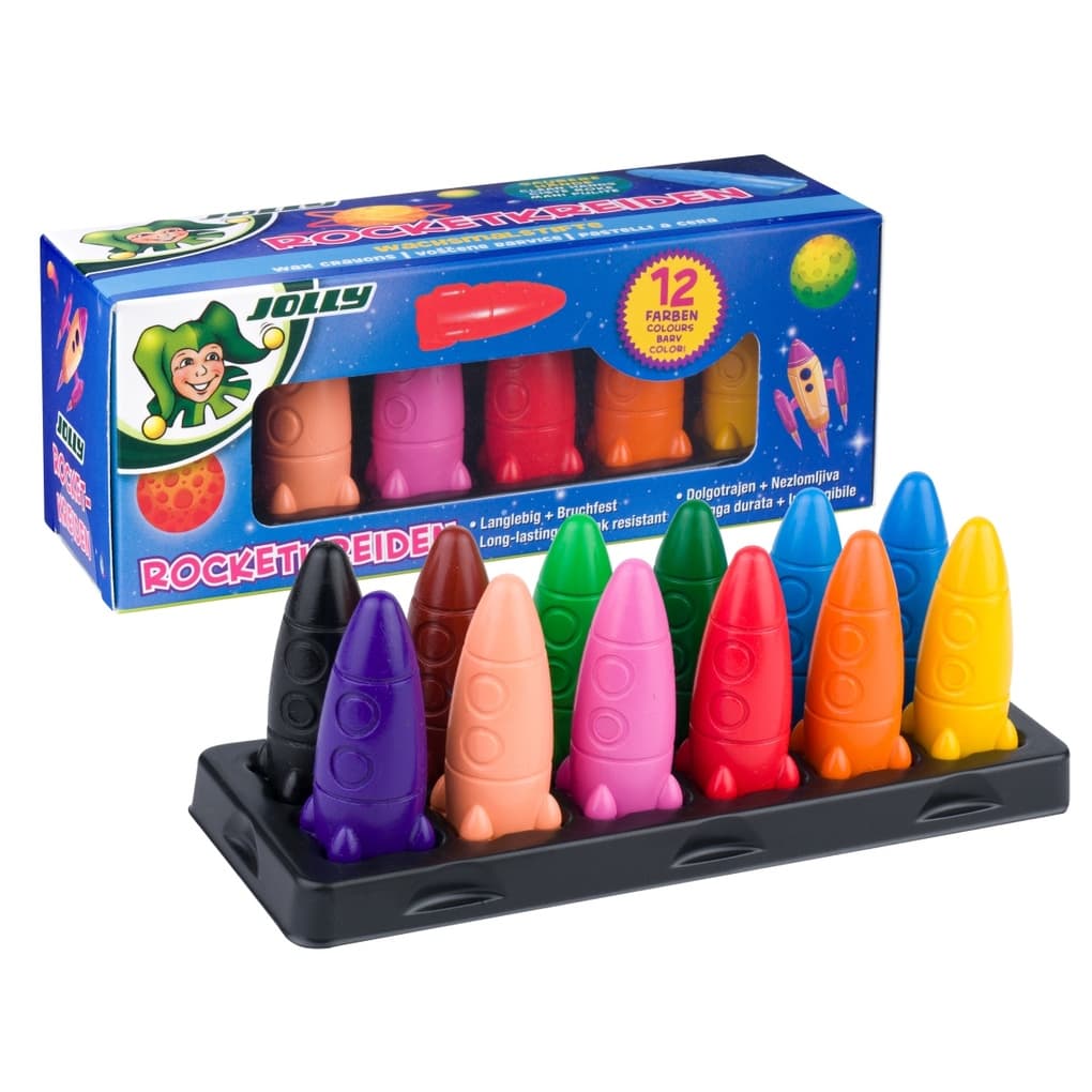 JOLLY Rocketkreiden, Raketen Wachsmalstifte, 12er Set