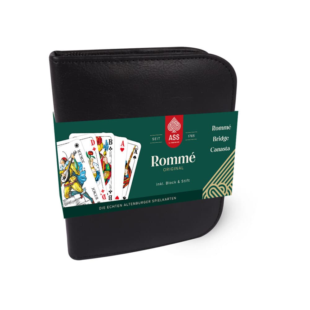 ASS Altenburger Spielkarten - Rommé, französisches Bild, Lederetui