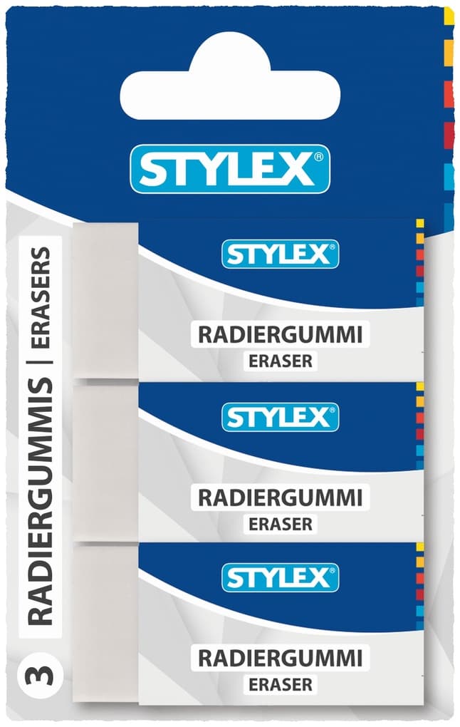 Stylex Radiergummi, 3 Stück, weiß